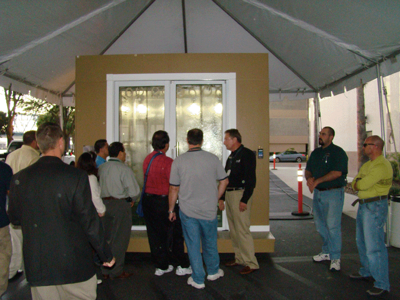 EAS Hurricane Rated Sliding Glass Doors Demo Tent2